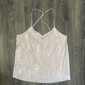 Express Silver pink Camisole Sleeveless Top with Criss-Cross Straps